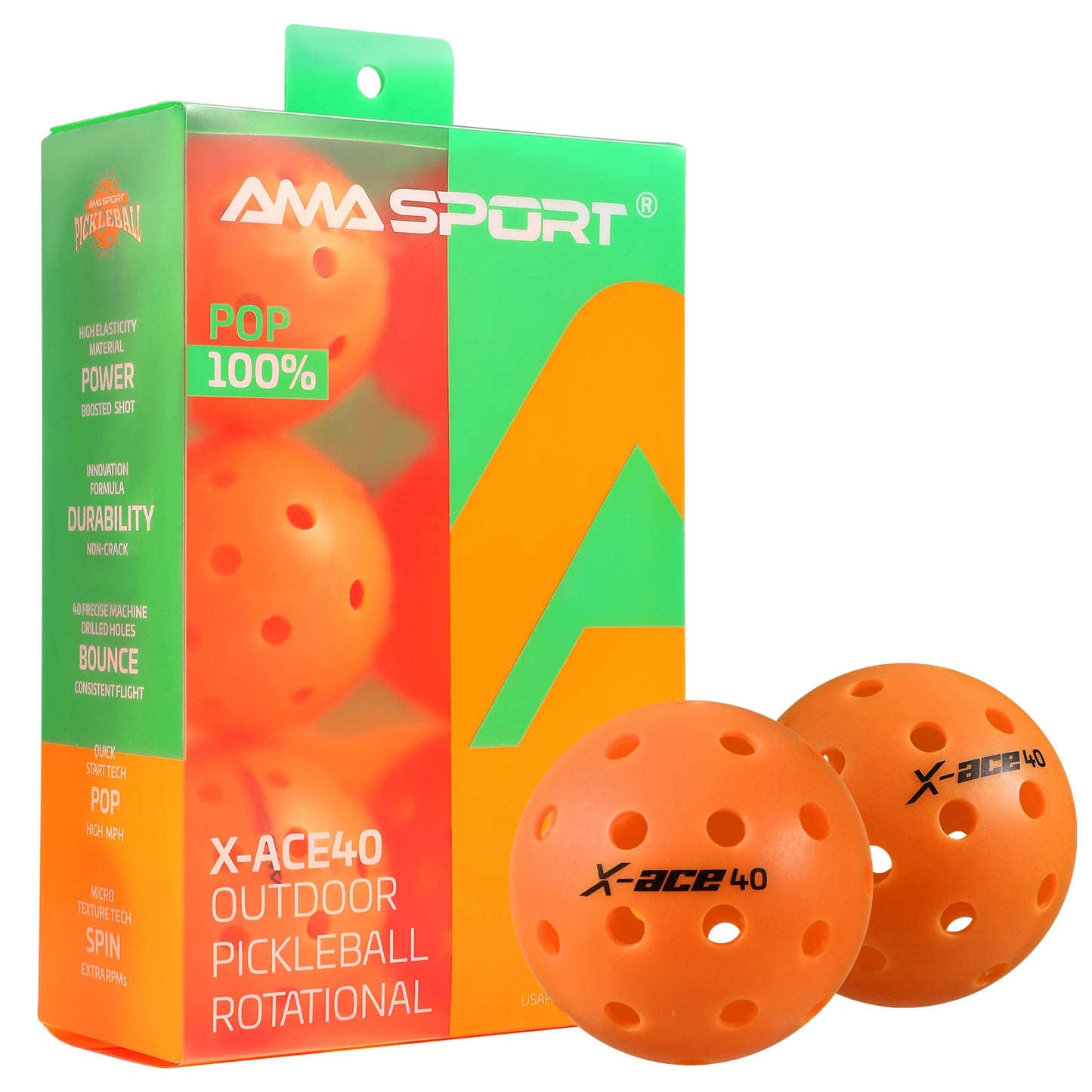 AMASPORT 3/6/12 Pcs Pickleball Balls 40 Holes,USAPA Approved