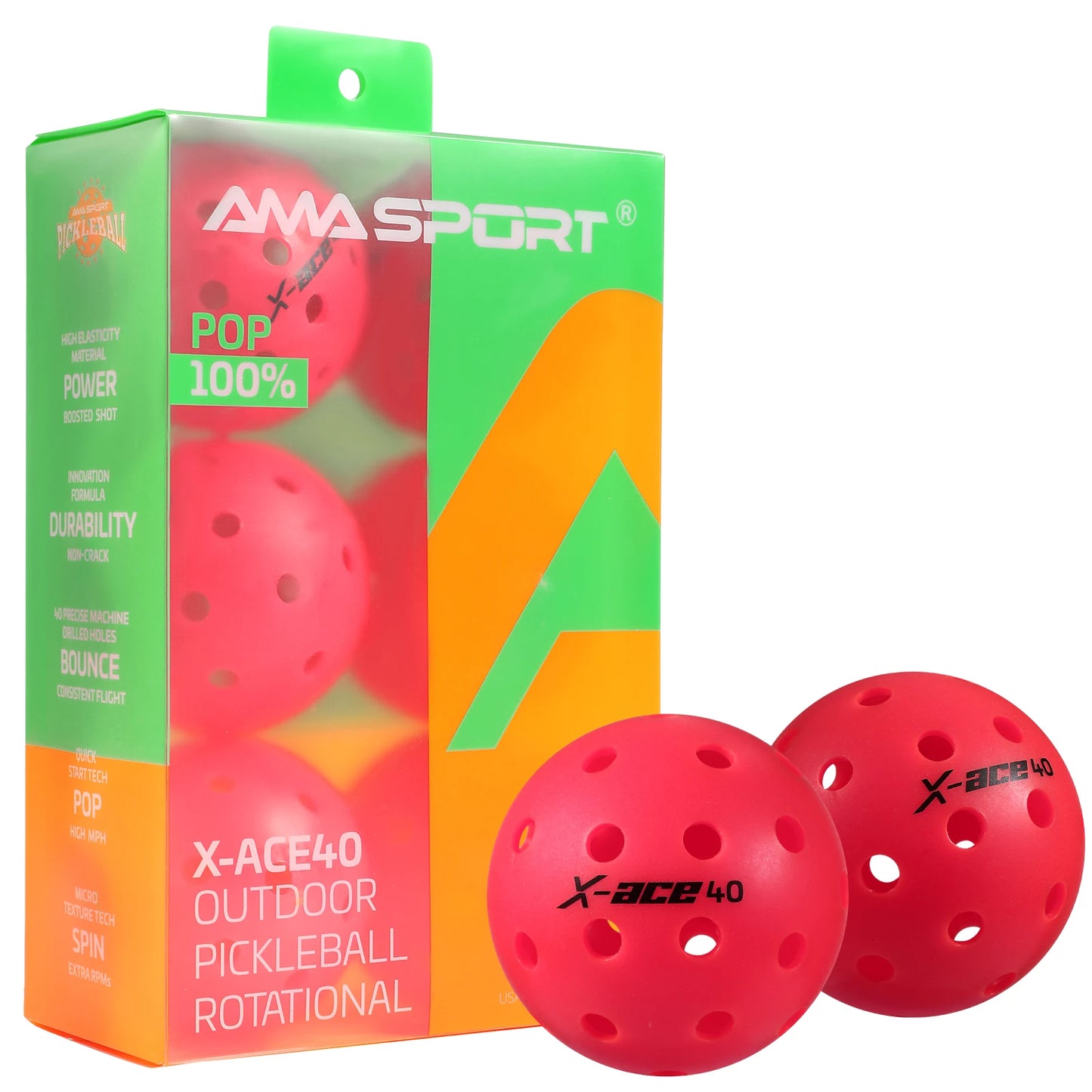 AMASPORT 3/6/12 Pcs Pickleball Balls 40 Holes,USAPA Approved