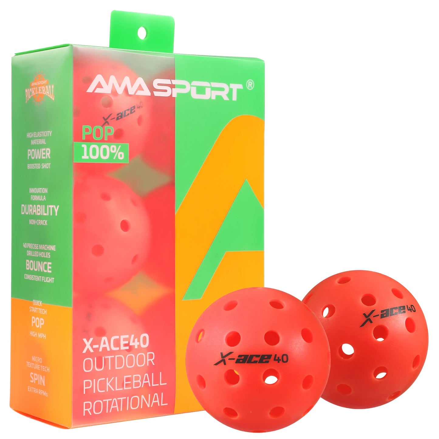 AMASPORT 3/6/12 Pcs Pickleball Balls 40 Holes,USAPA Approved