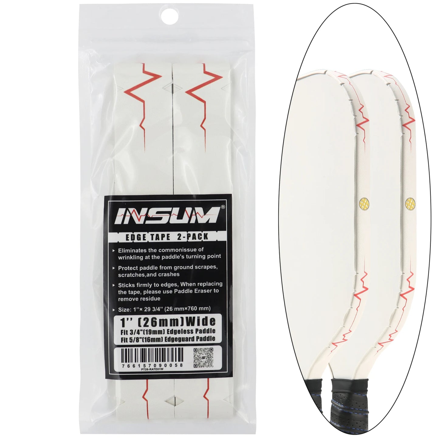 insum Pickleball Paddle Protection Tapes Edge Guard Tapes 2 Pack PU Material Perfect Fits the Edge the Racket
