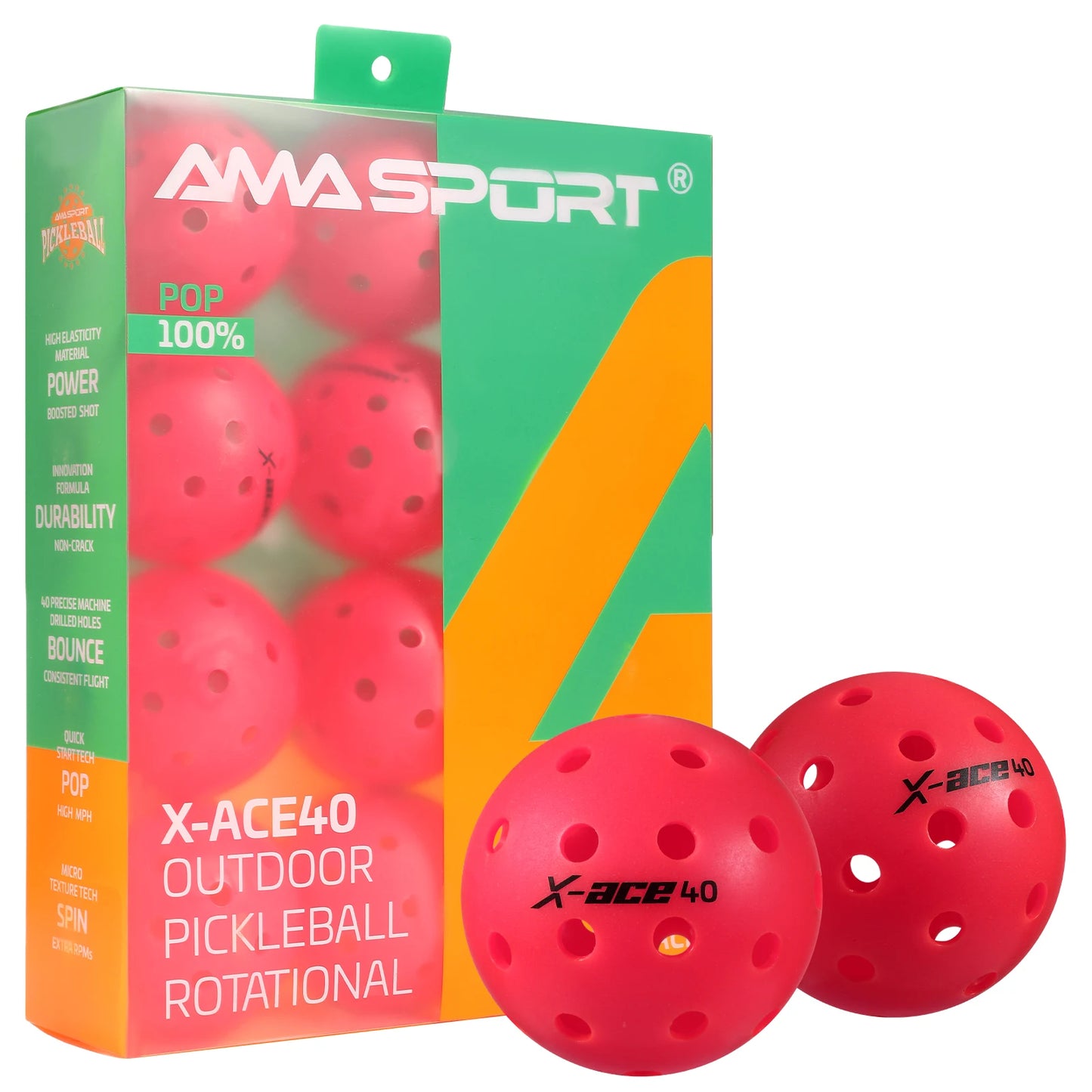AMASPORT 3/6/12 Pcs Pickleball Balls 40 Holes,USAPA Approved