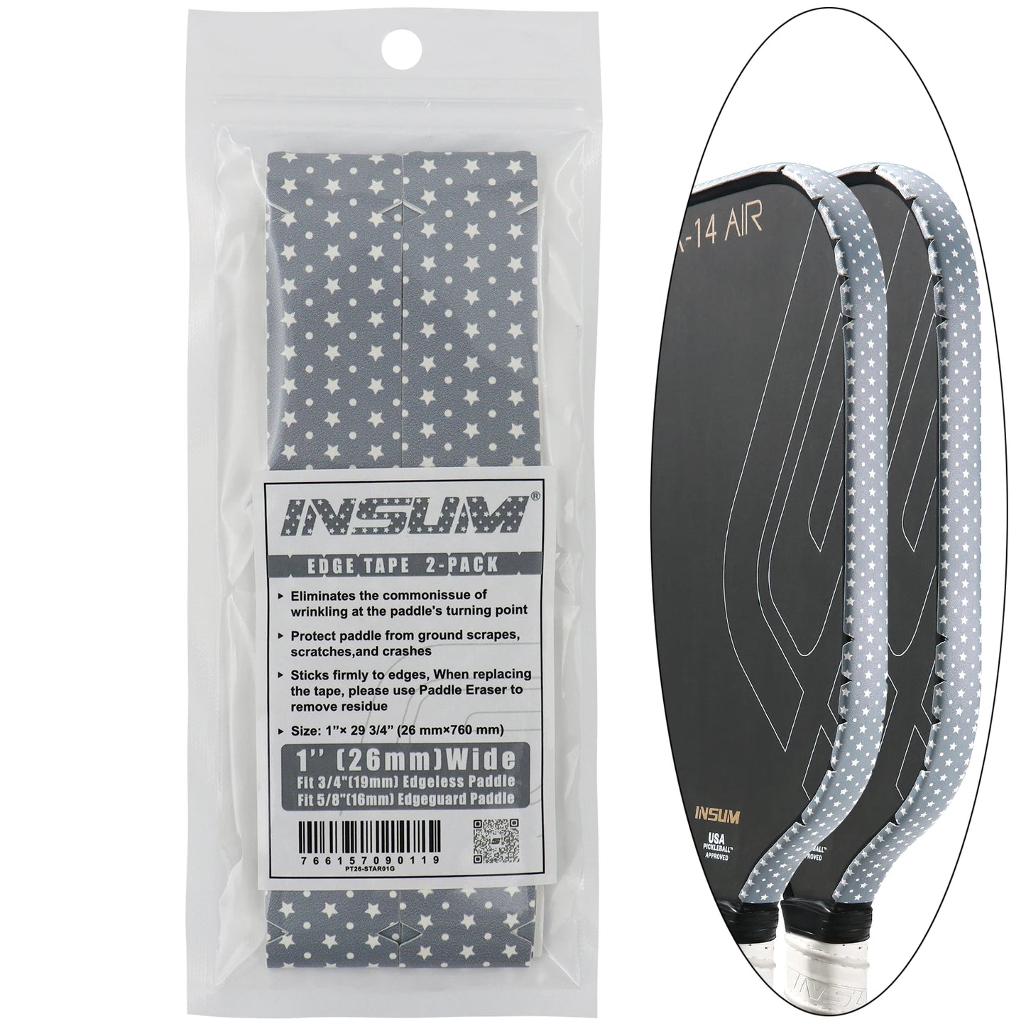 insum Pickleball Paddle Protection Tapes Edge Guard Tapes 2 Pack PU Material Perfect Fits the Edge the Racket