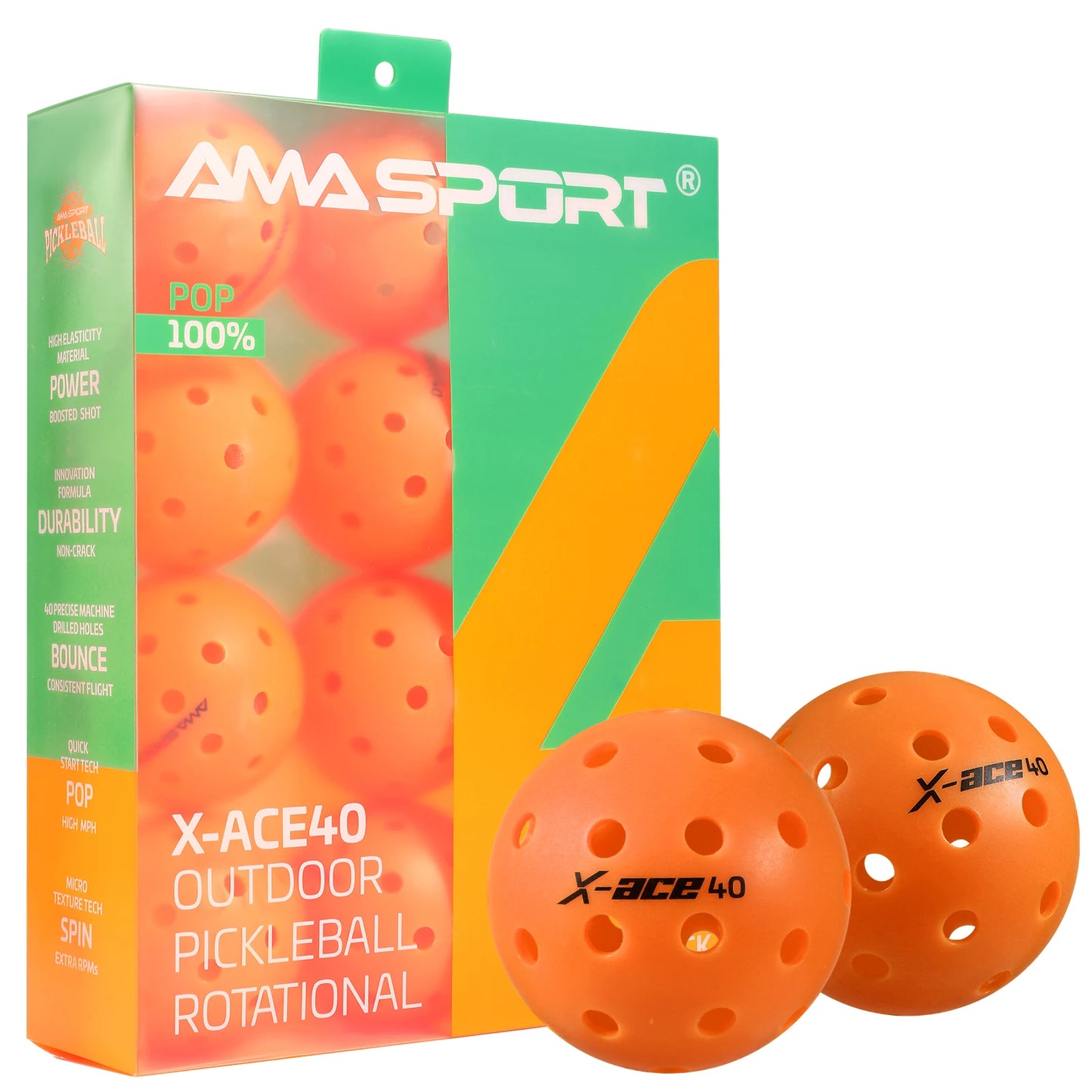 AMASPORT 3/6/12 Pcs Pickleball Balls 40 Holes,USAPA Approved