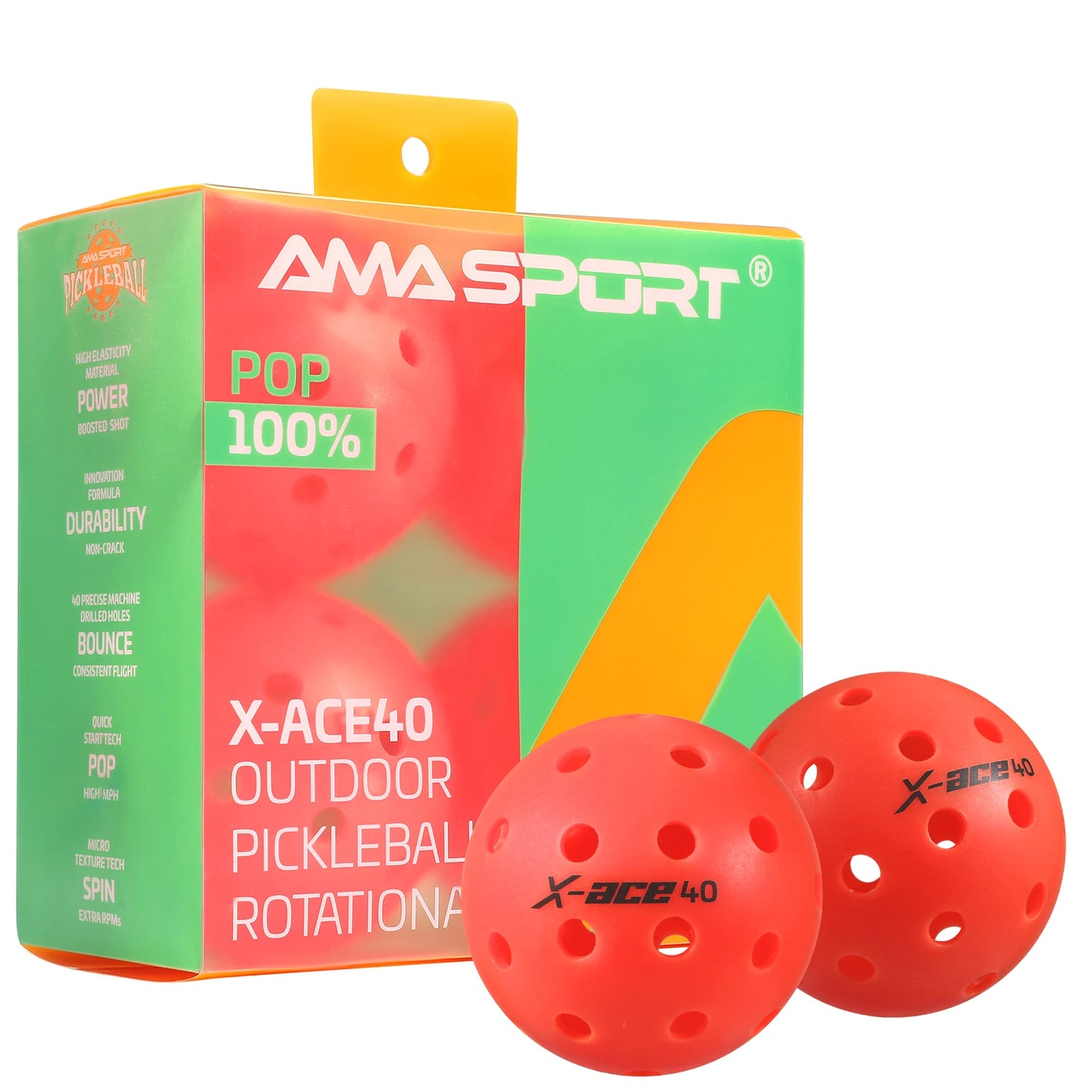 AMASPORT 3/6/12 Pcs Pickleball Balls 40 Holes,USAPA Approved