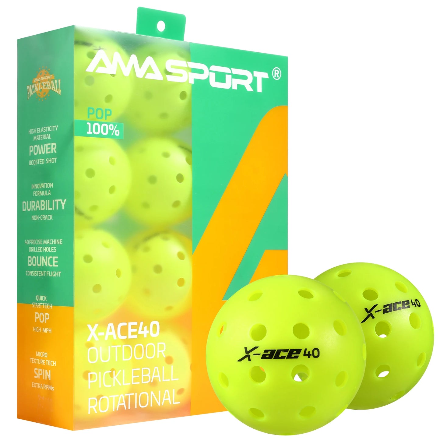 AMASPORT 3/6/12 Pcs Pickleball Balls 40 Holes,USAPA Approved