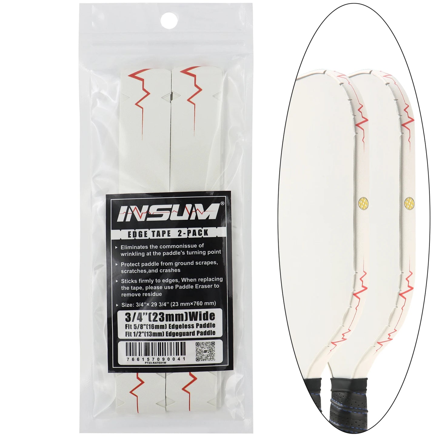 insum Pickleball Paddle Protection Tapes Edge Guard Tapes 2 Pack PU Material Perfect Fits the Edge the Racket