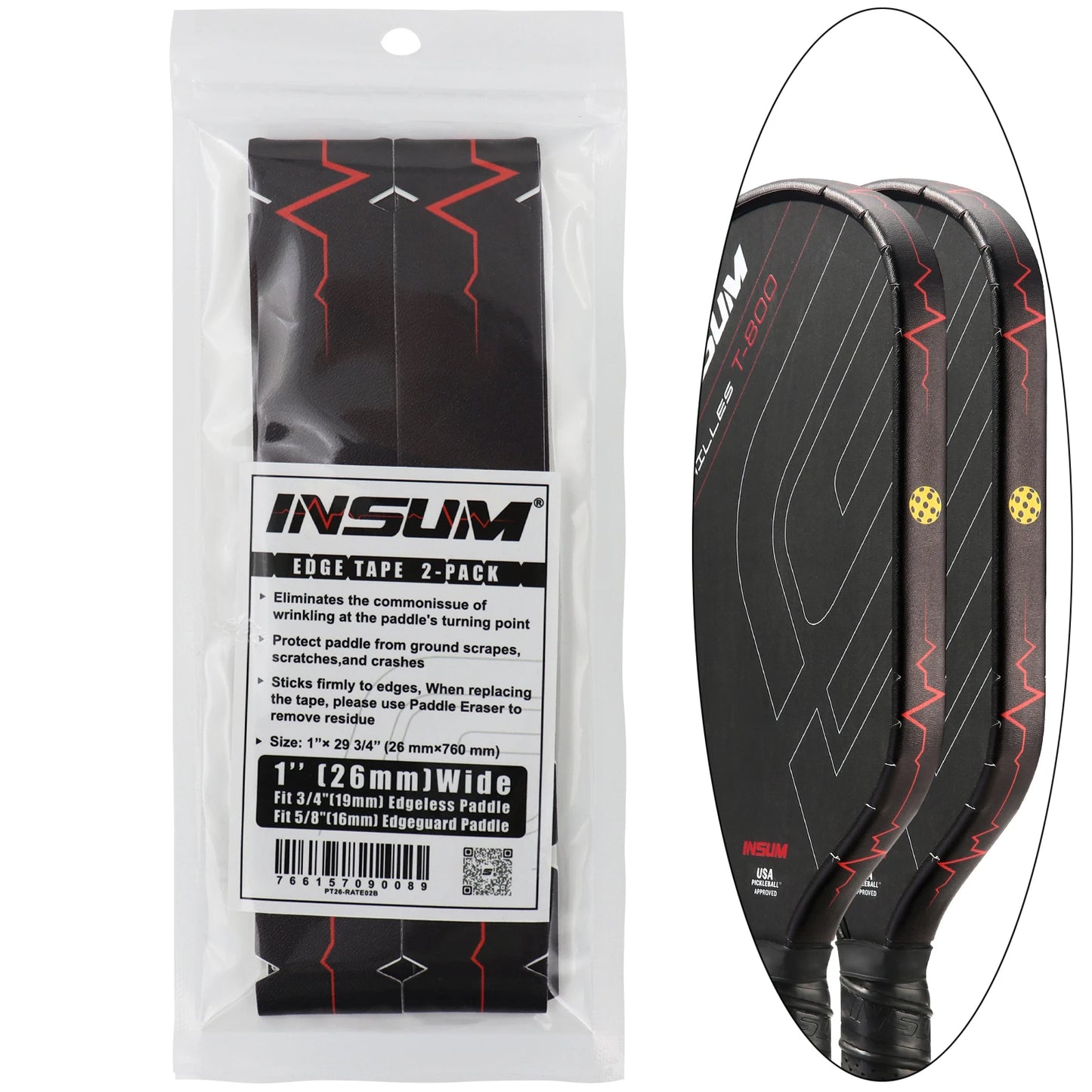 insum Pickleball Paddle Protection Tapes Edge Guard Tapes 2 Pack PU Material Perfect Fits the Edge the Racket
