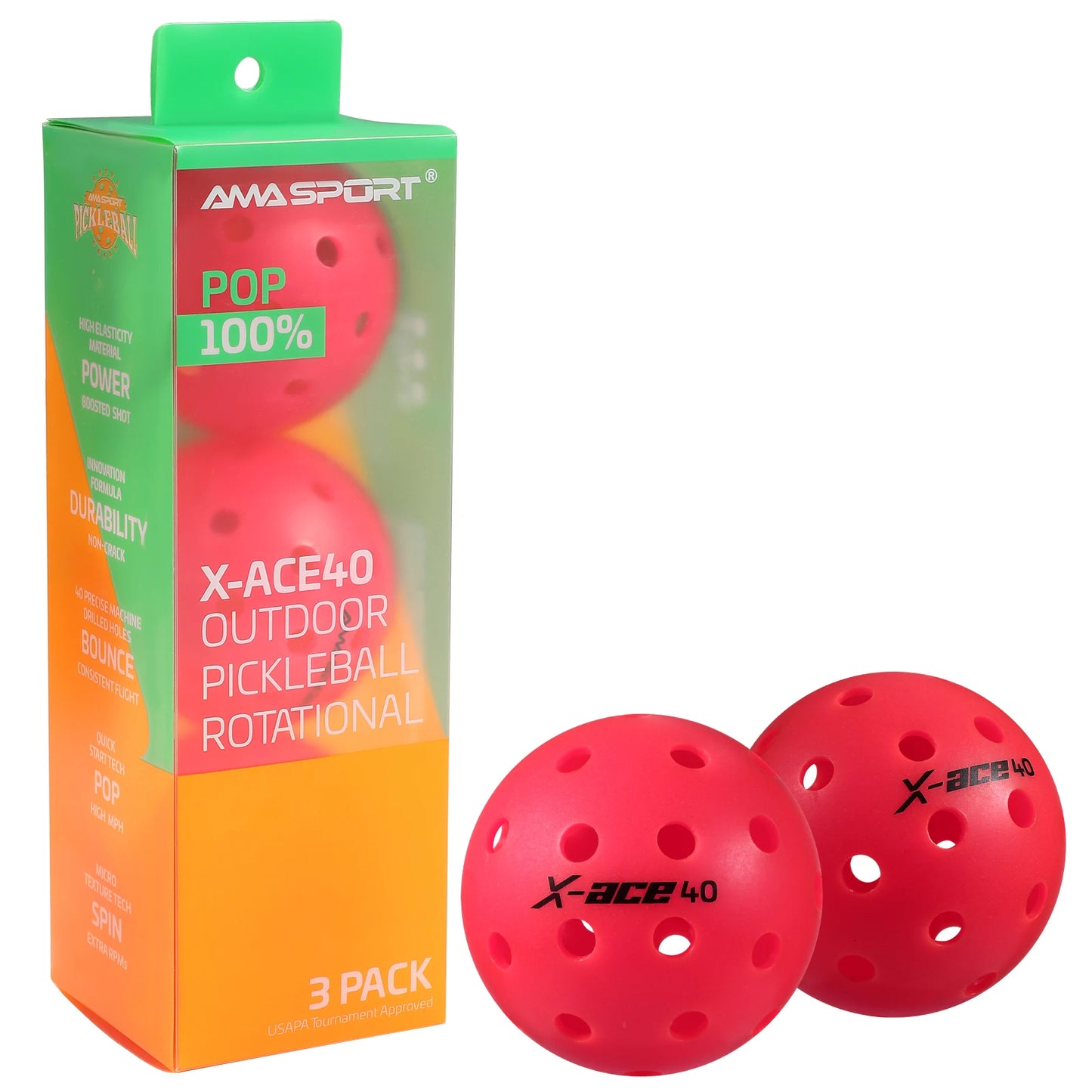 AMASPORT 3/6/12 Pcs Pickleball Balls 40 Holes,USAPA Approved
