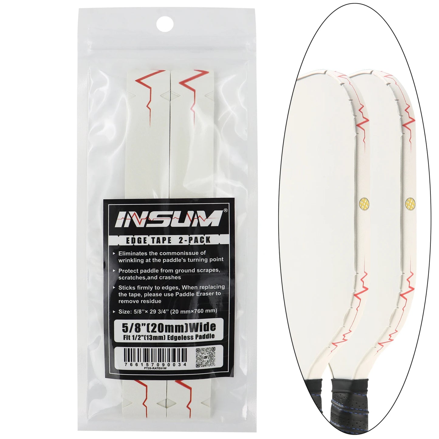 insum Pickleball Paddle Protection Tapes Edge Guard Tapes 2 Pack PU Material Perfect Fits the Edge the Racket
