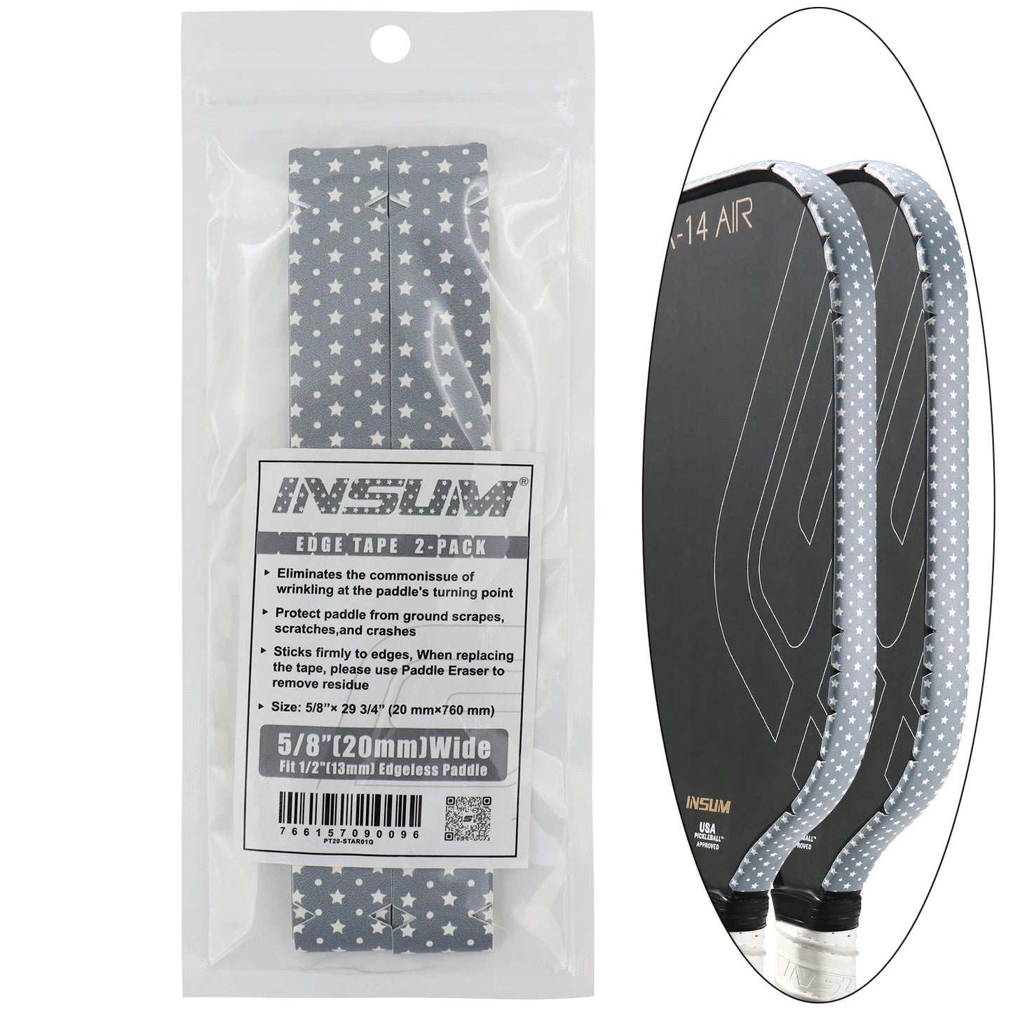 insum Pickleball Paddle Protection Tapes Edge Guard Tapes 2 Pack PU Material Perfect Fits the Edge the Racket