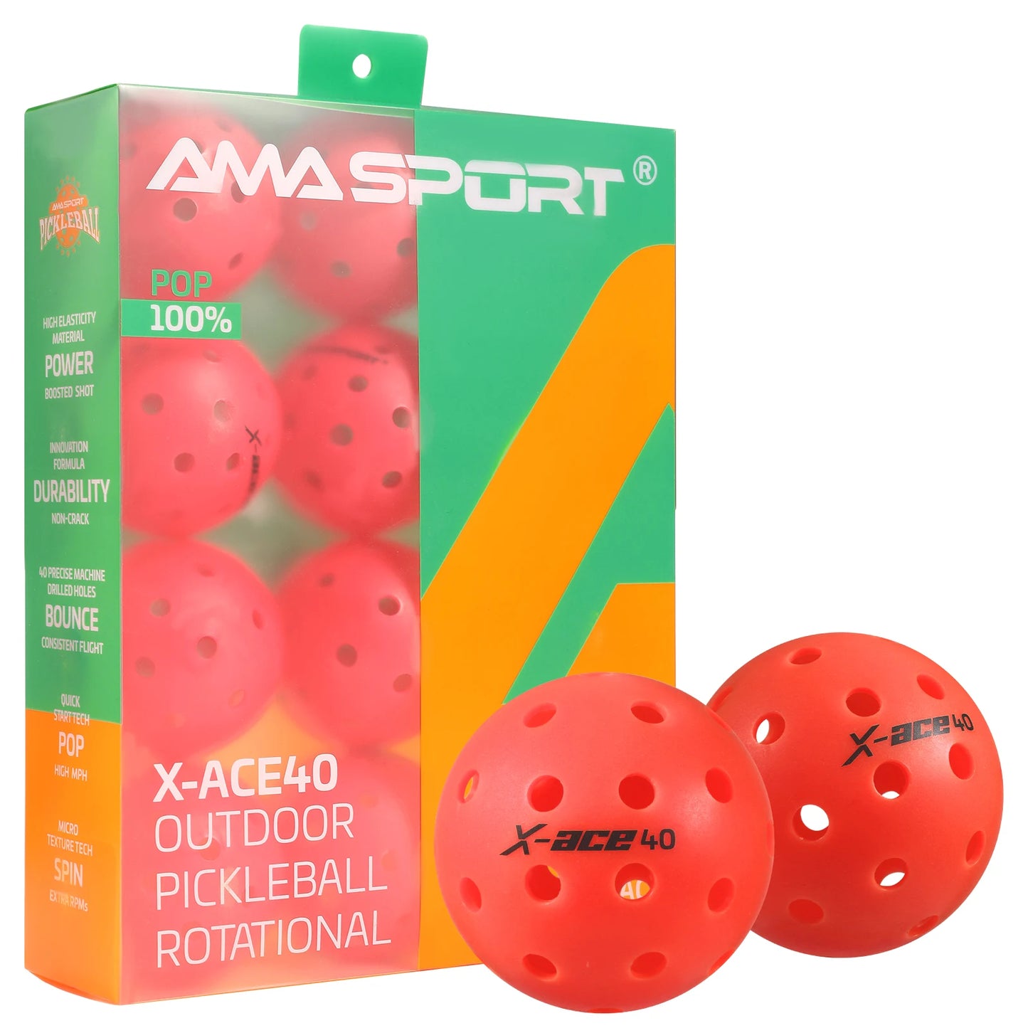 AMASPORT 3/6/12 Pcs Pickleball Balls 40 Holes,USAPA Approved