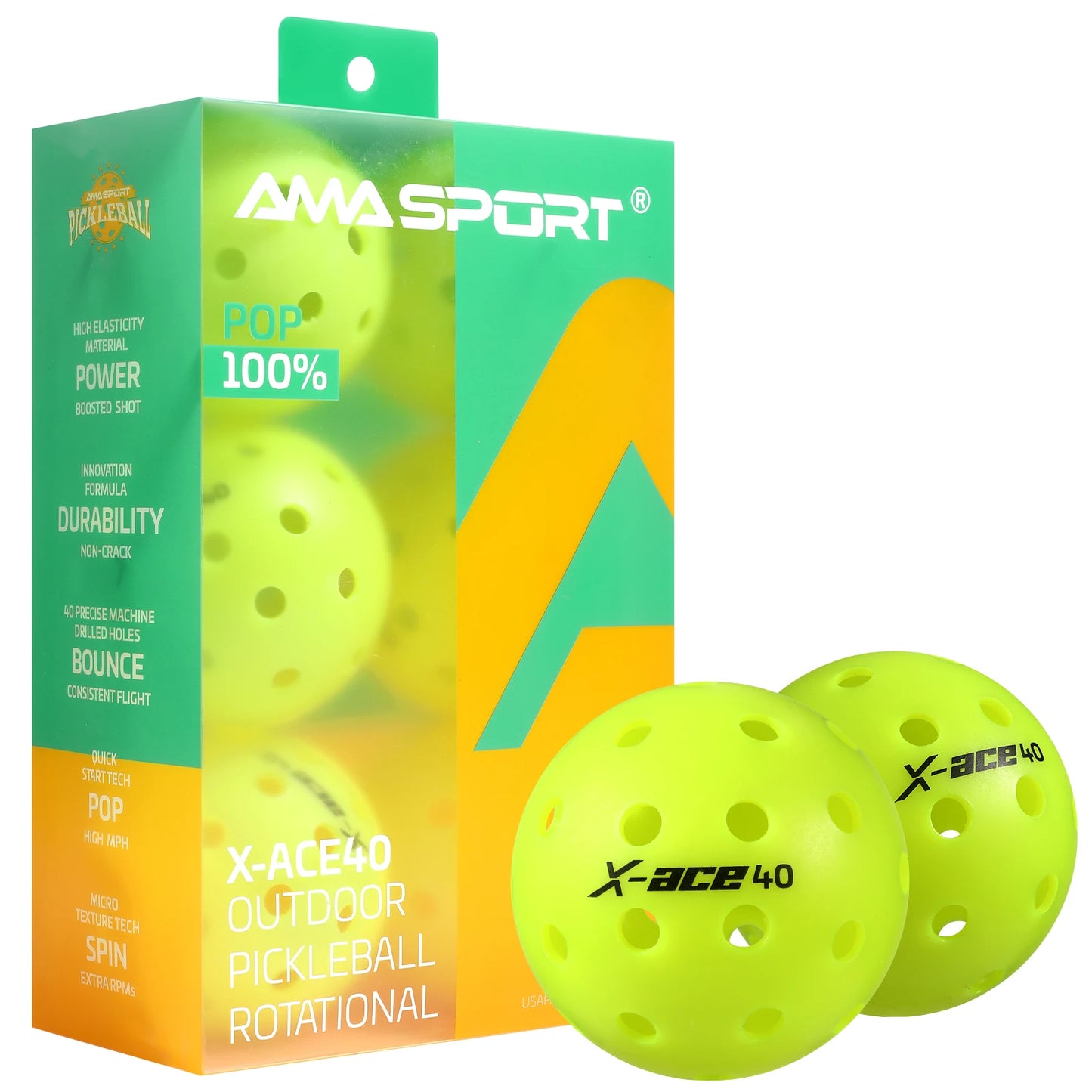 AMASPORT 3/6/12 Pcs Pickleball Balls 40 Holes,USAPA Approved