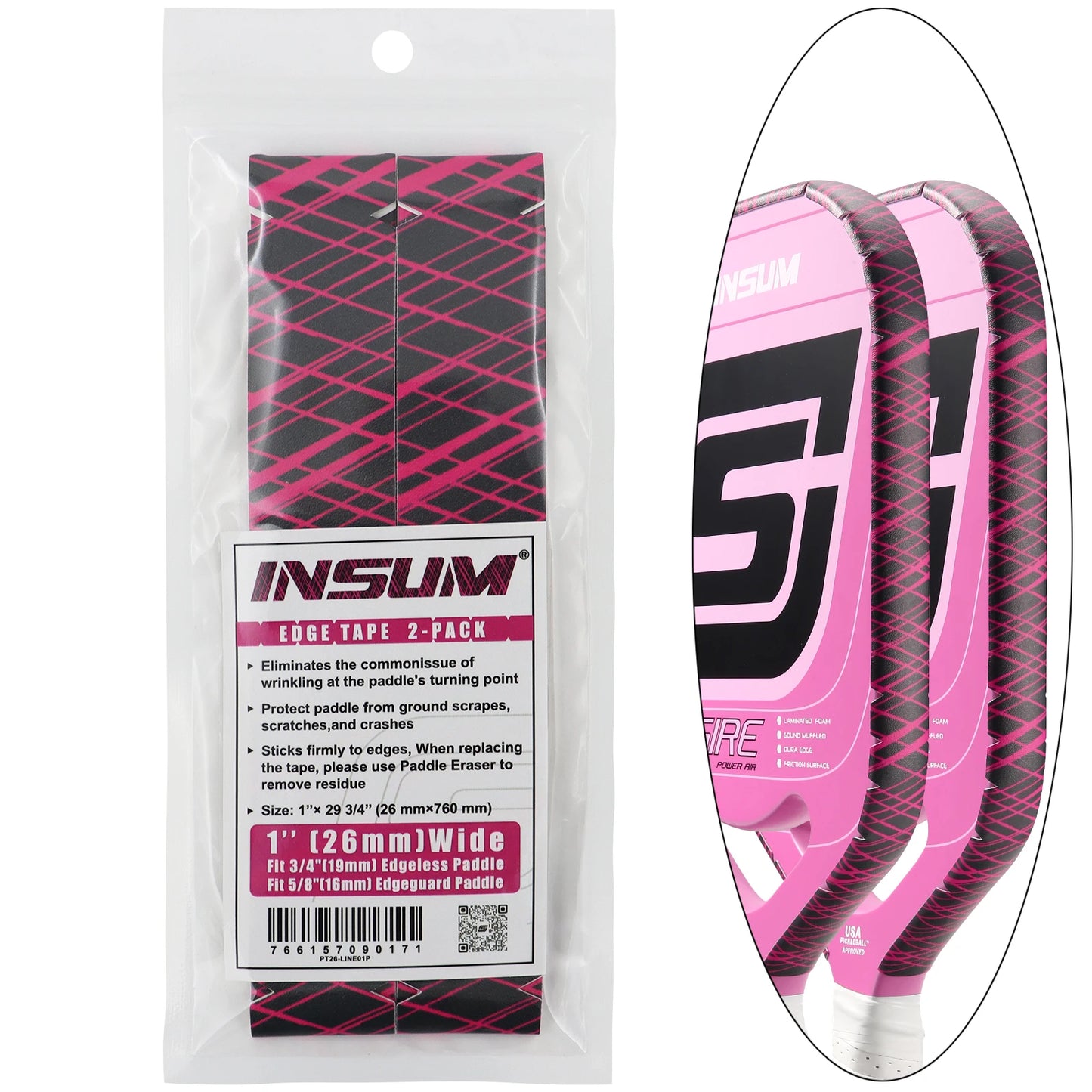 insum Pickleball Paddle Protection Tapes Edge Guard Tapes 2 Pack PU Material Perfect Fits the Edge the Racket