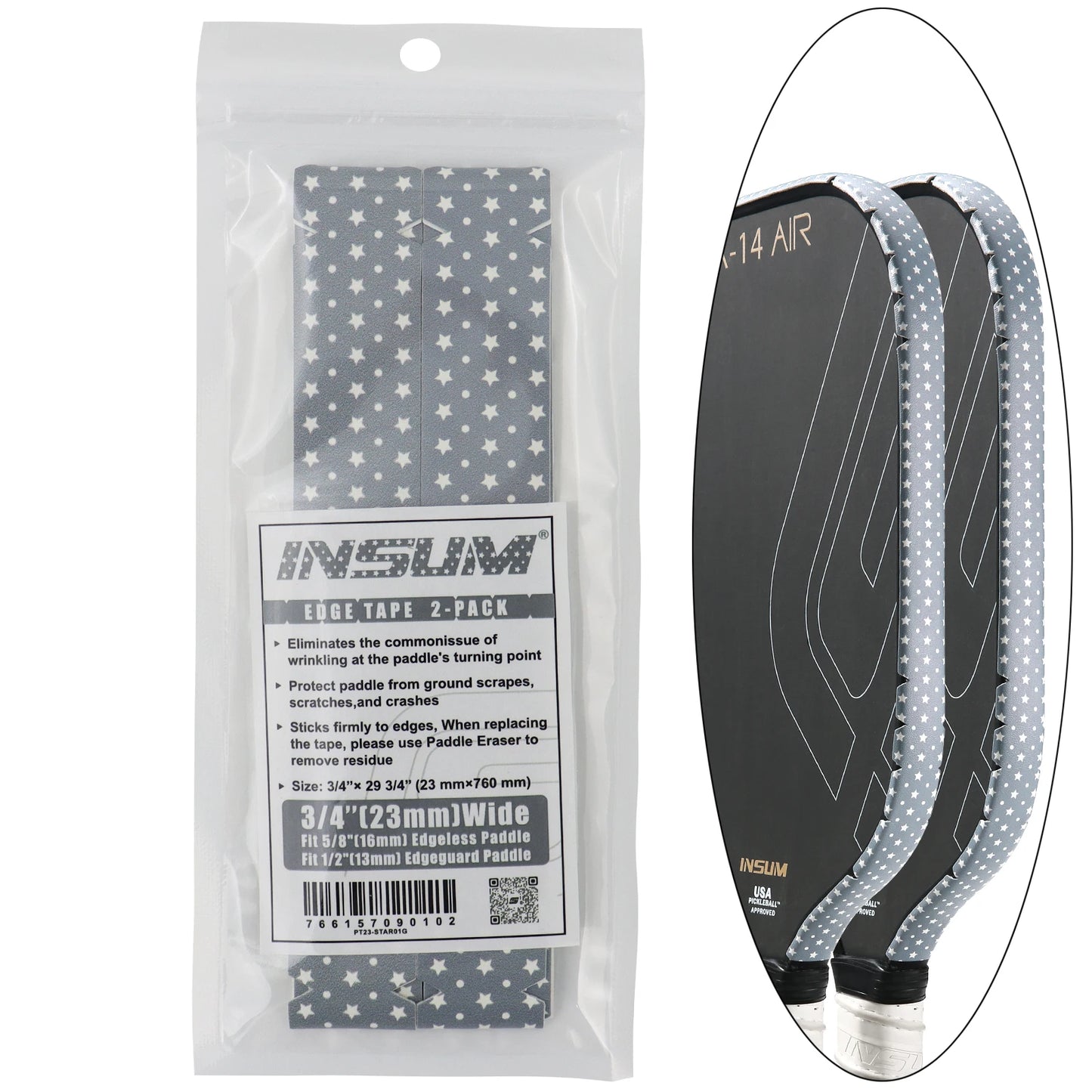 insum Pickleball Paddle Protection Tapes Edge Guard Tapes 2 Pack PU Material Perfect Fits the Edge the Racket