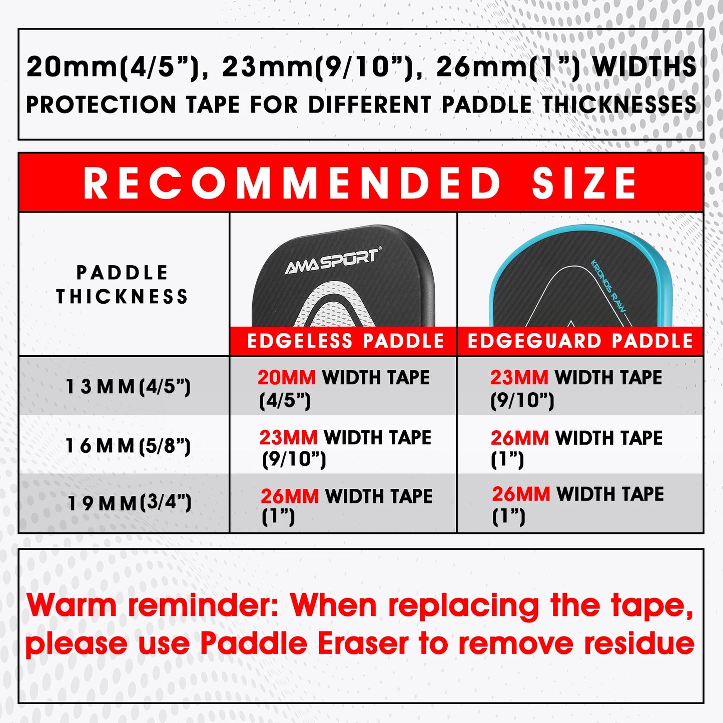 AMA SPORT Pickleball Paddle Protective Edge Tape