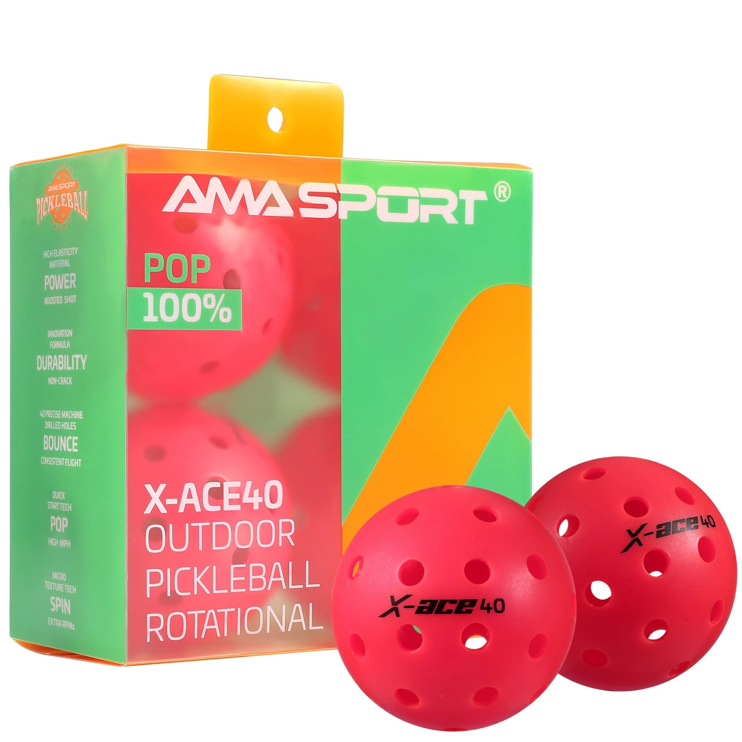 AMASPORT 3/6/12 Pcs Pickleball Balls 40 Holes,USAPA Approved