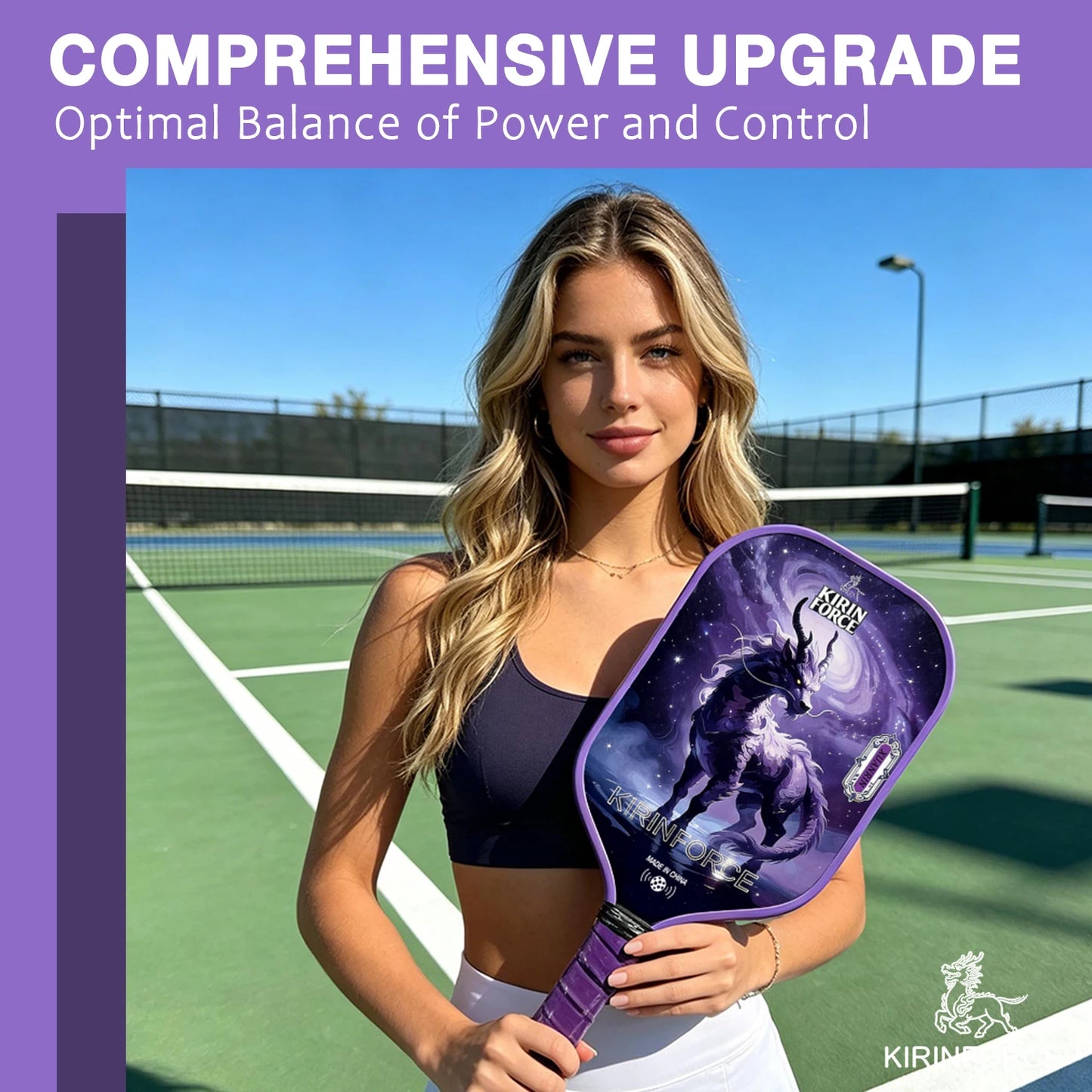 KIRINFORCE Professional Pickleball Paddle with 16mm Foam Core T700 Carbon Fiber Ergonomic Design for Increased Power And Spin