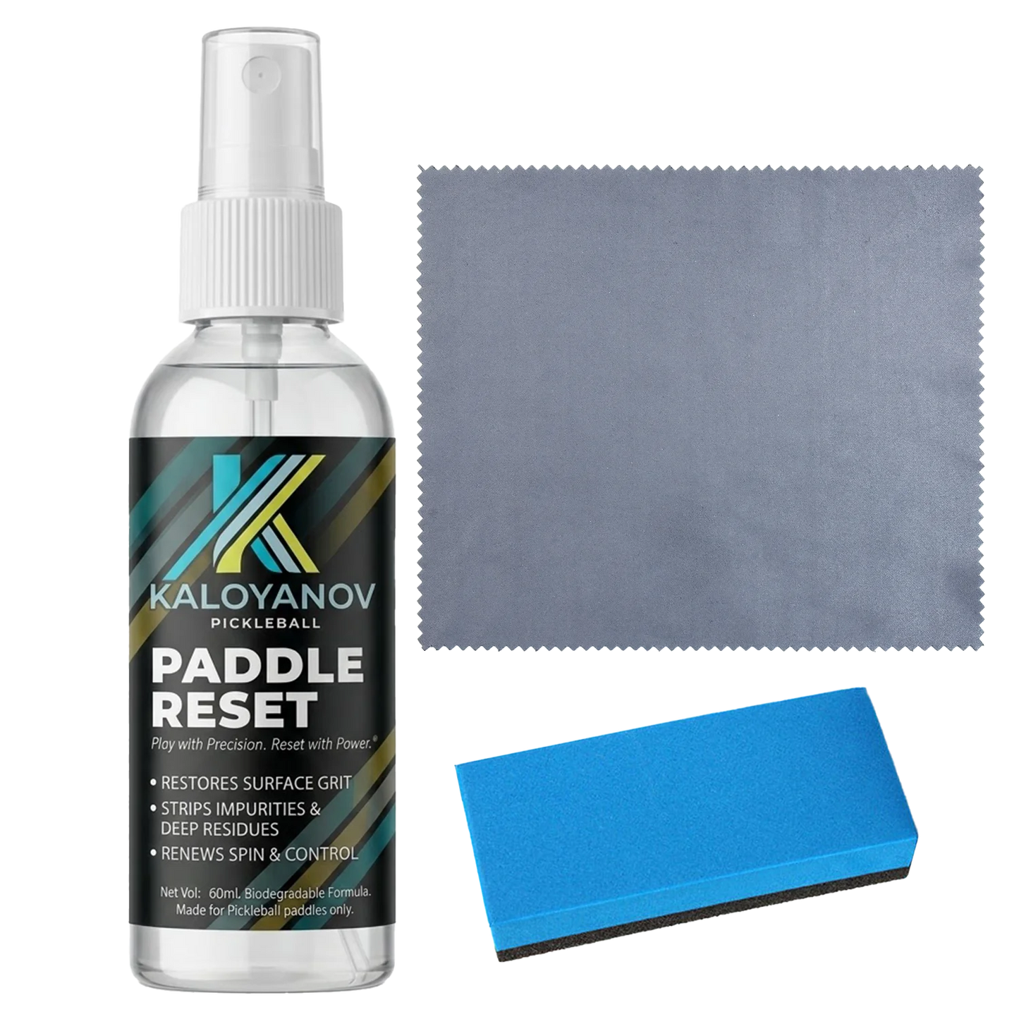 Pickleball Paddle Cleaning Kit 4-in-1 Set: Carbon Fiber Eraser, Microfiber Cloth, & Spray, Professional Racket Spin Control Tool