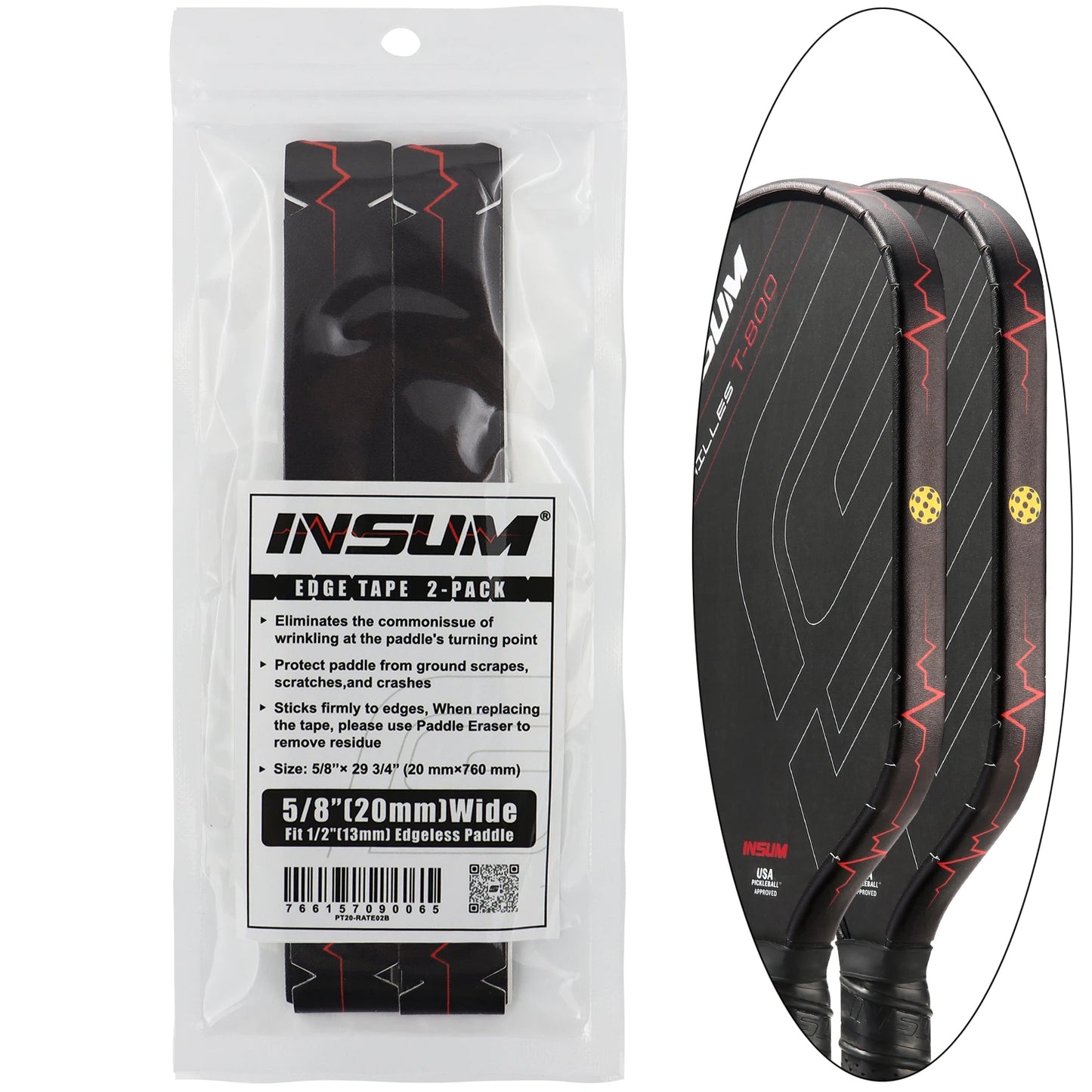 insum Pickleball Paddle Protection Tapes Edge Guard Tapes 2 Pack PU Material Perfect Fits the Edge the Racket