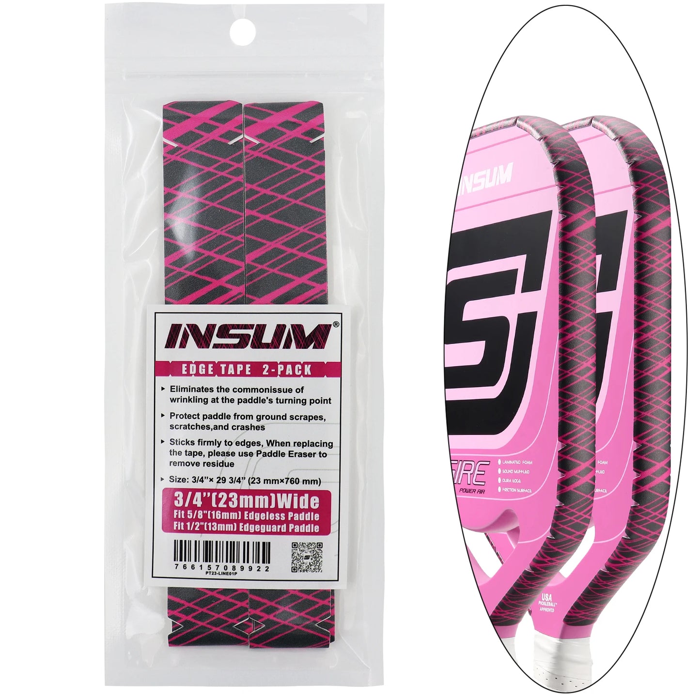 insum Pickleball Paddle Protection Tapes Edge Guard Tapes 2 Pack PU Material Perfect Fits the Edge the Racket