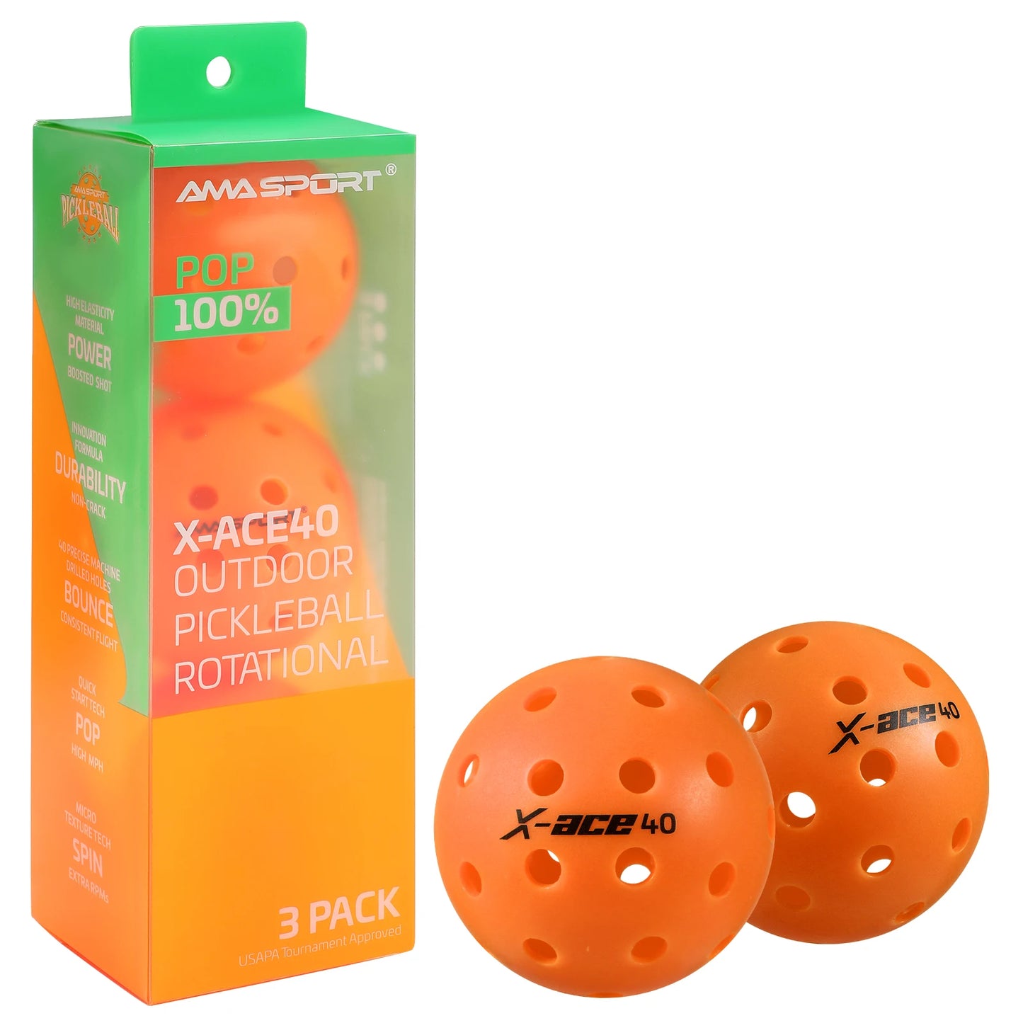 AMASPORT 3/6/12 Pcs Pickleball Balls 40 Holes,USAPA Approved