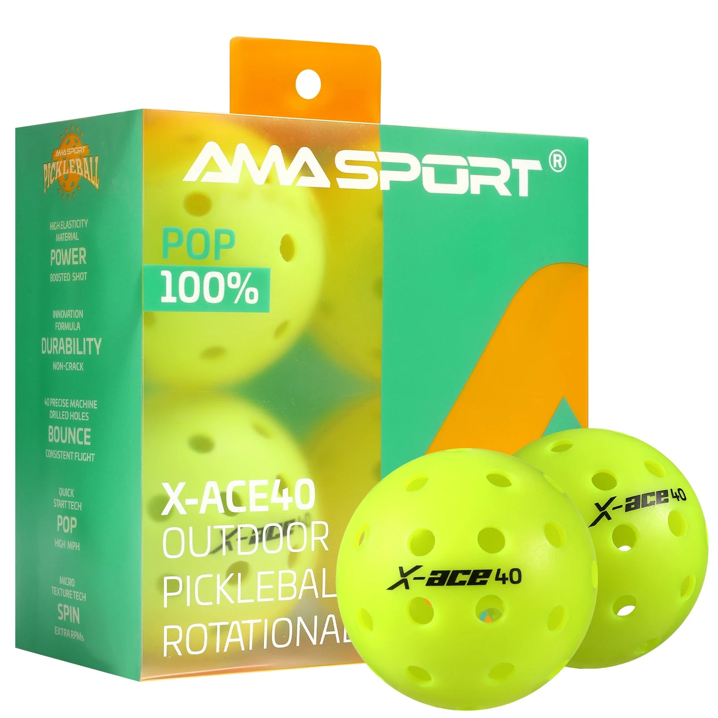 AMASPORT 3/6/12 Pcs Pickleball Balls 40 Holes,USAPA Approved