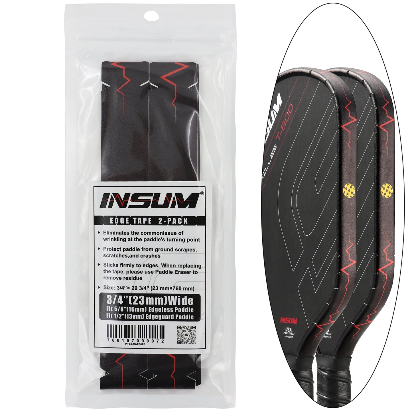 insum Pickleball Paddle Protection Tapes Edge Guard Tapes 2 Pack PU Material Perfect Fits the Edge the Racket